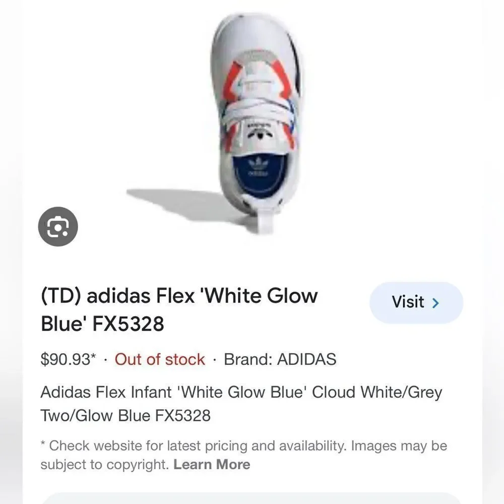 adidas Flex 'White Glow Blue' FX5328 slip on toddler4K shoes - Picture 4 of 12